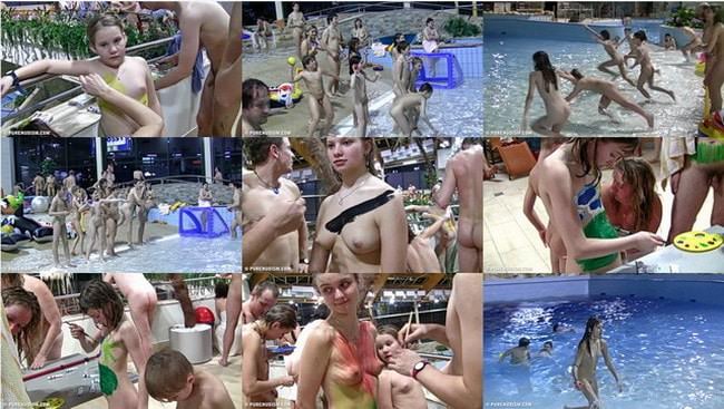 Nudisten ohne Kleidung im Pool video